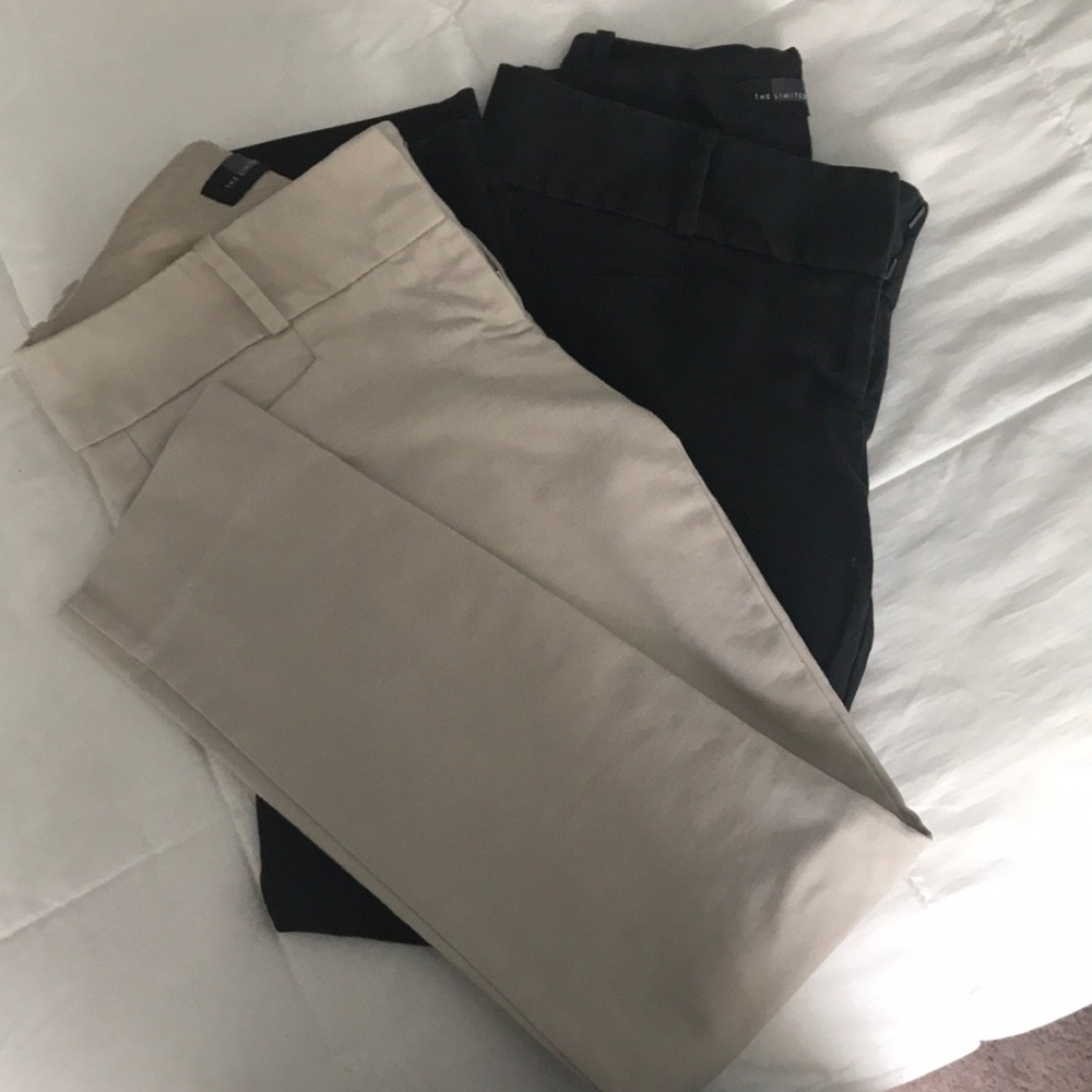 ankle length pants in black and light khaki